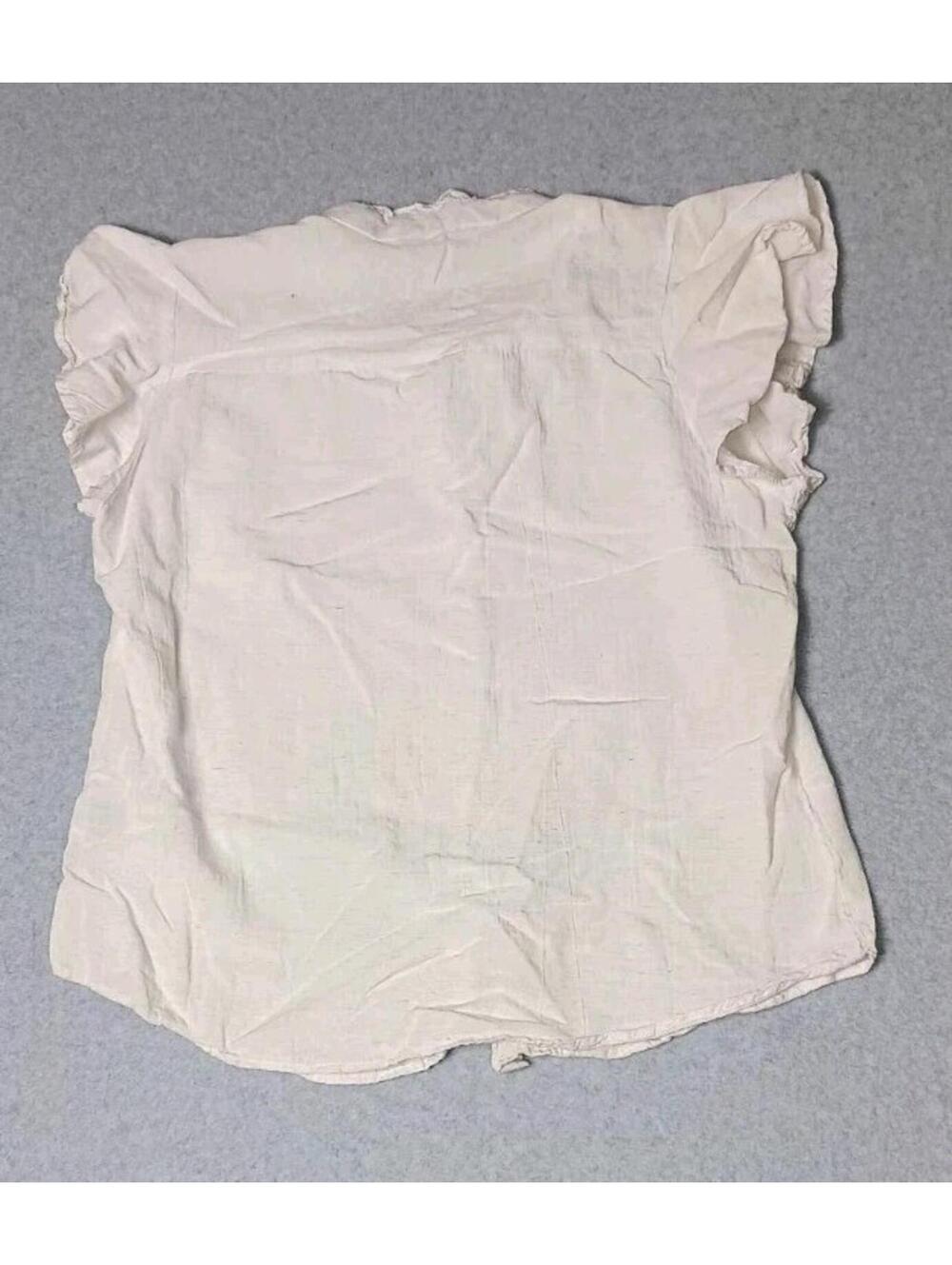Cassee's Short Sleeve Blouse Womens Size XL Ivory Color Linen Blend Ruffled... - Picture 8 of 11
